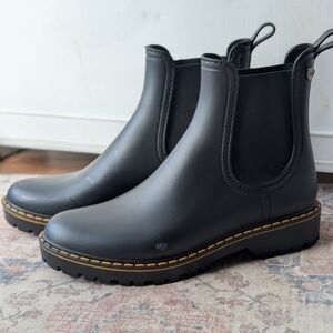Black Chelsea Boots with Yellow Stitching